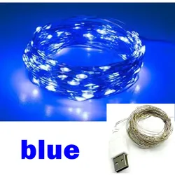 Enchanting USB LED String Lights with Copper Silver Wire - Waterproof Fairy Lights - 1m-By USB (Blue)