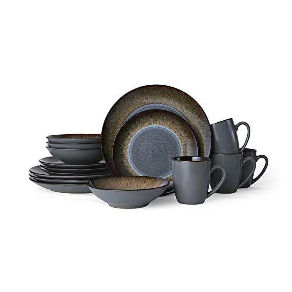

Monroe Gray Stoneware 16 Piece Dinnerware Set Antique Finish Tableware High Quality Porcelain Dinnerware Longlasting