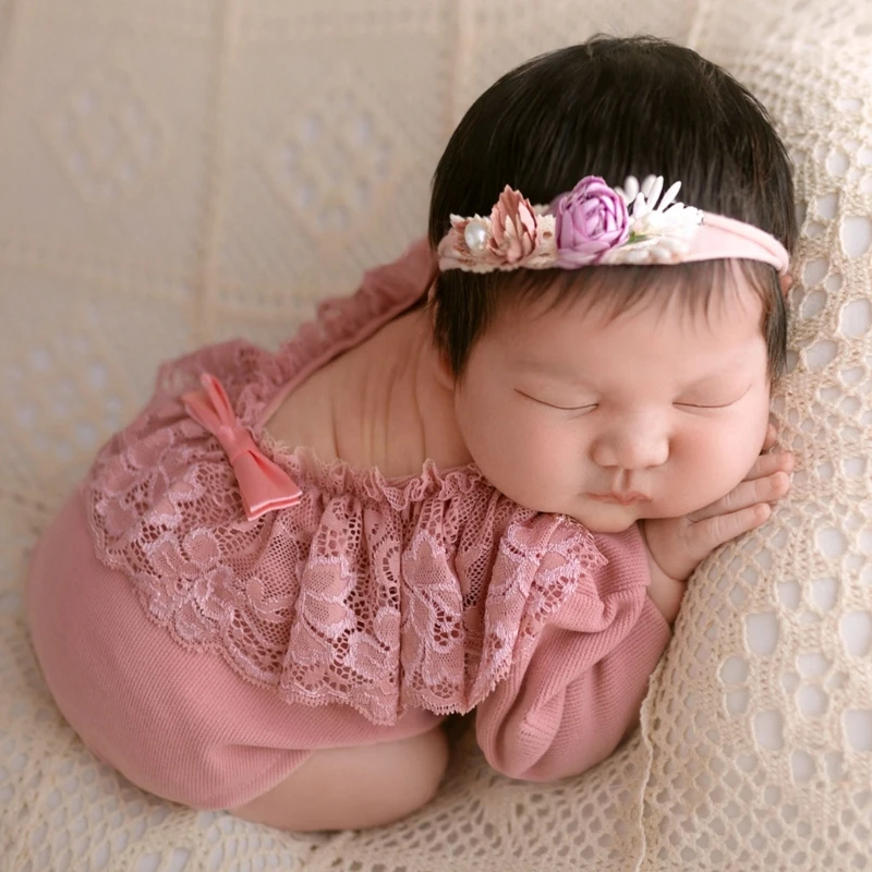 Baby Photo Clothing Lovely Princess Lace Jumpsuit Long Sleeve Romper Newborns Shower Party Elegant One-piece Photo Props A2UB - 6