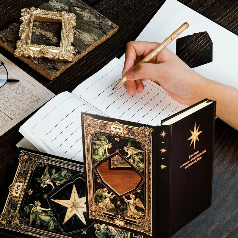 Black Gold Hexagram Tarot Cover Notebook Journal
