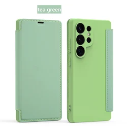 Ultimate 360° Liquid Silicone Flip Phone Case with Wallet and Stand - Samsung S25Ultra (Light Green)