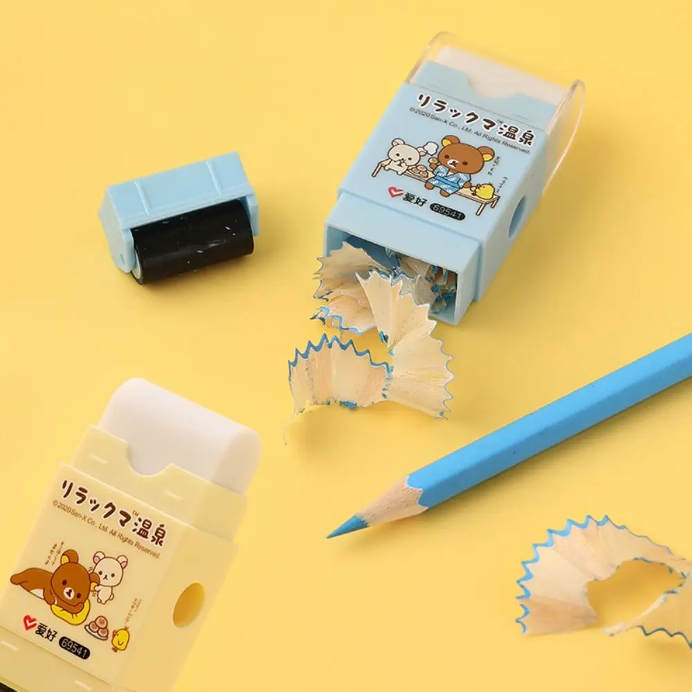 Cute Roller Eraser With Eraser Dust Cleaner Built-in Pencil Sharpener 3 in 1 Erasers Manual Crumb Collectors for Students Pencil eraser