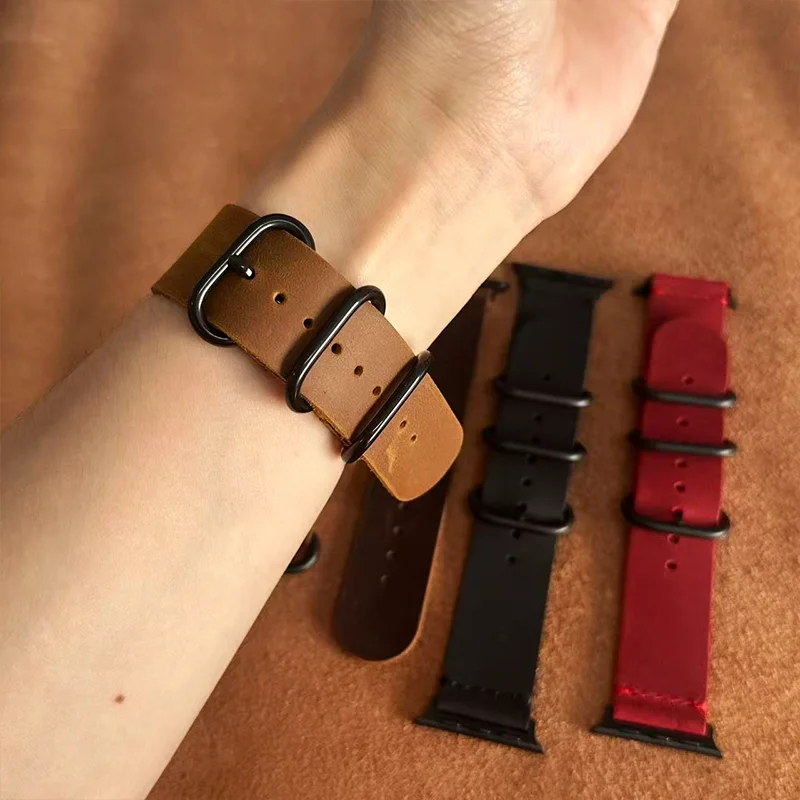 Genuine Crazy Horse Leather Watch Band - Soft Classic Business Strap