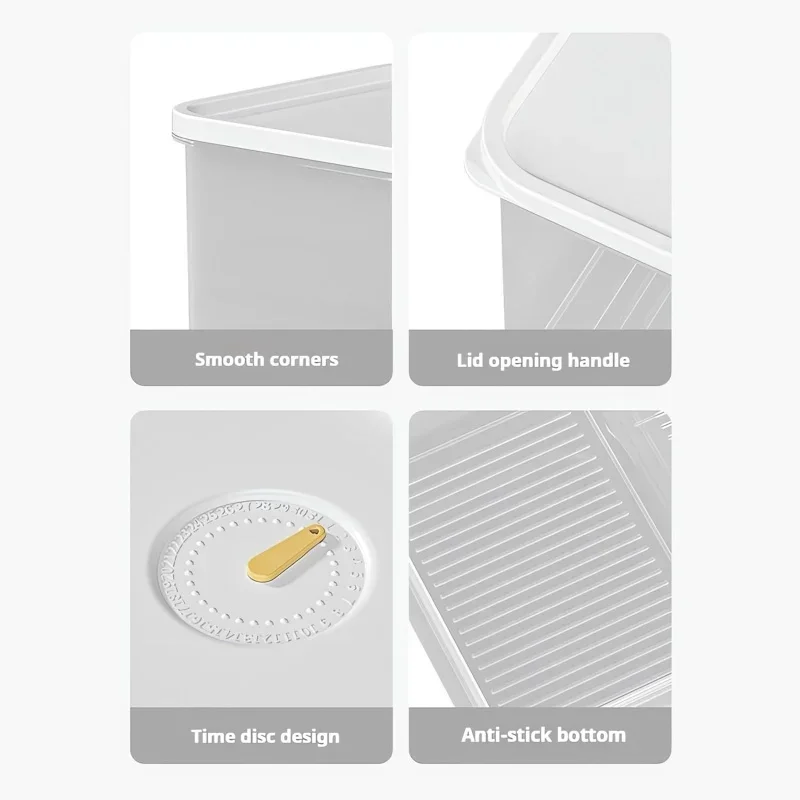Storage Boxes 6PCS Refrigerator Frozen Meat Dispenser Food Grade Crisper Food Seal Timing Kitchen Storage