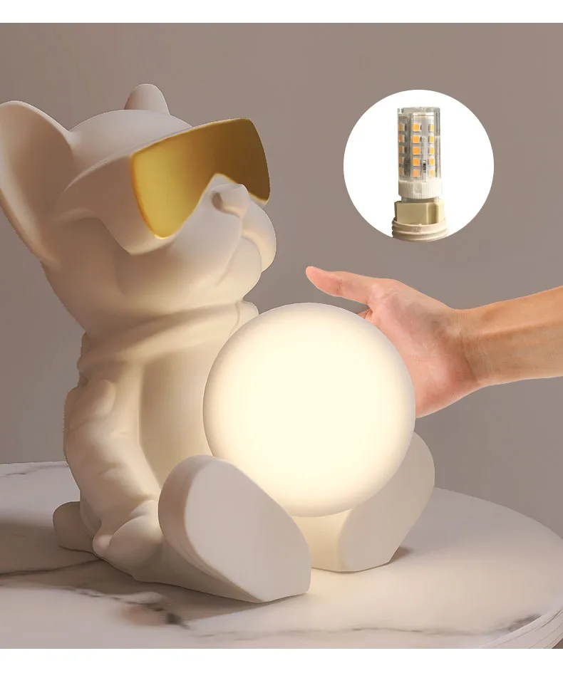 Candeeiro de Mesa Quarto das Crianças Proteção para os Olhos Buldogue Moderno Arte Deco Criativo Ornamento Lâmpada Cabeceira Luxo Sala Estar Led 5 de mesa quarto das crianças lâmpada cabeceira
