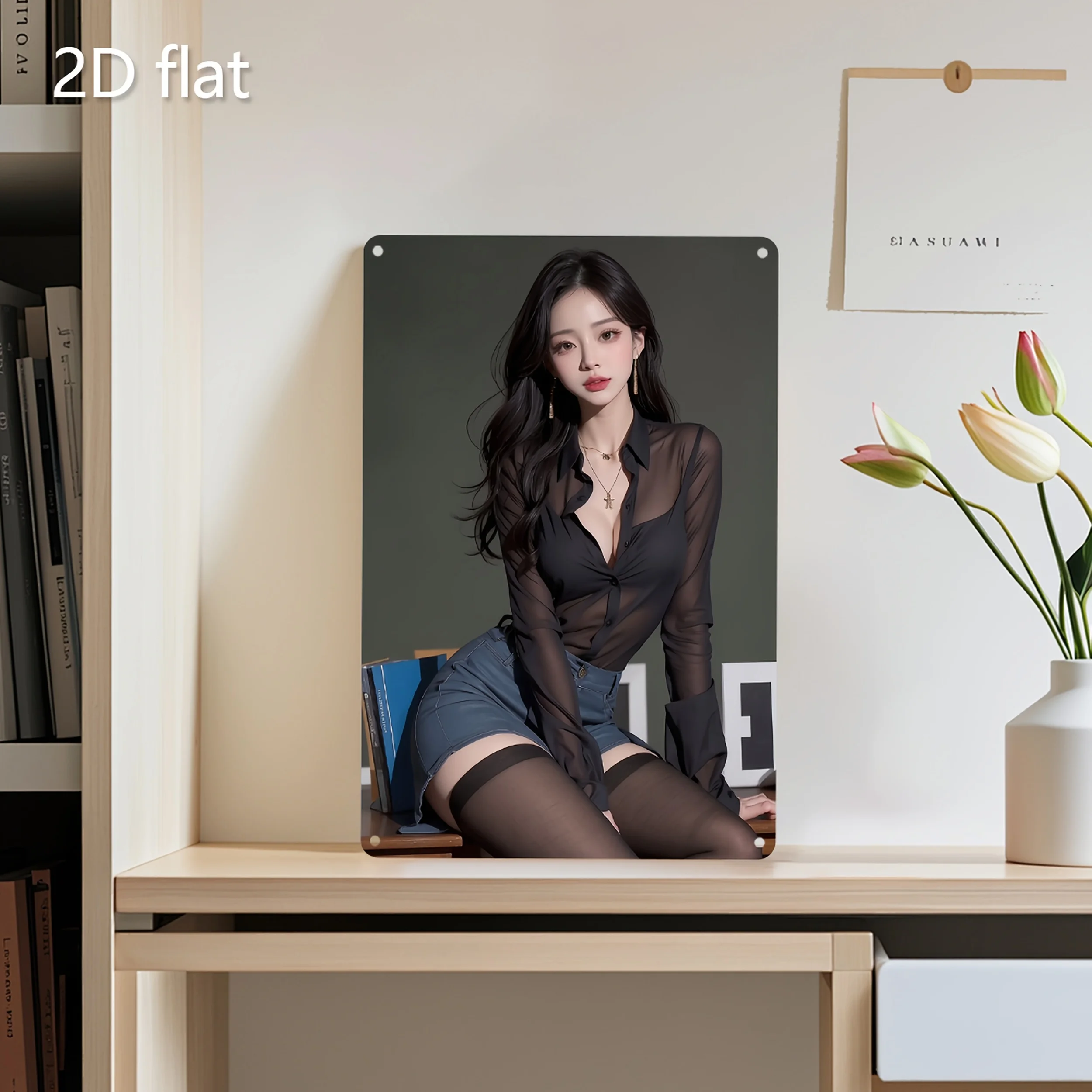 Teneke Tablo, Şık Portre, Metal Plak, Asılabilir Sanat Eserleri, Dekoratif Eşyalar, Önceden Delinmiş