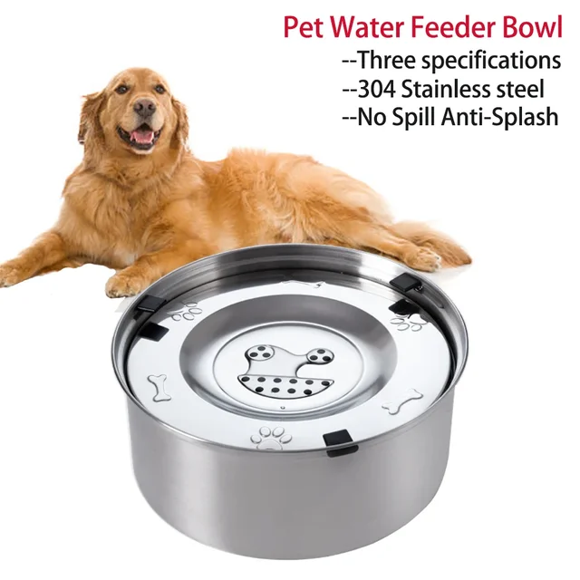 Stainless Steel Dog Floating Bowl No Spill Anti-Splash Non-Slip Pet water dispenser for dogs Big Capacity Dog Feeder Bowl