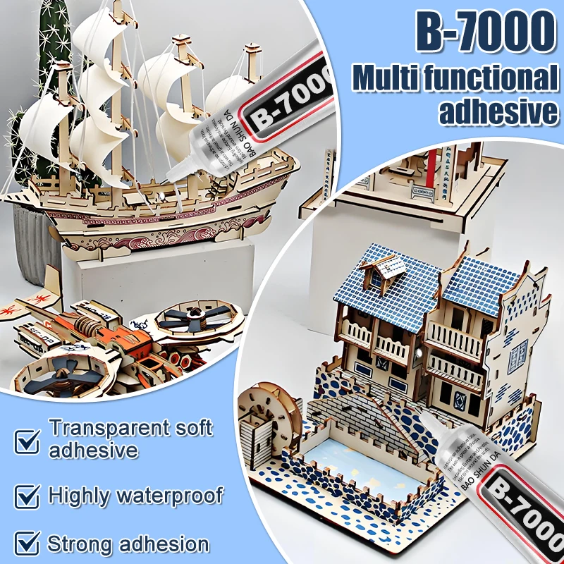B7000 Glue, mobile phone screen glue, suitable for jewellery, house building models, dried flowers, wooden frames, fabrics, cardboard, woolen materials, universal crafts creative soft glue, anti-clogg - 6