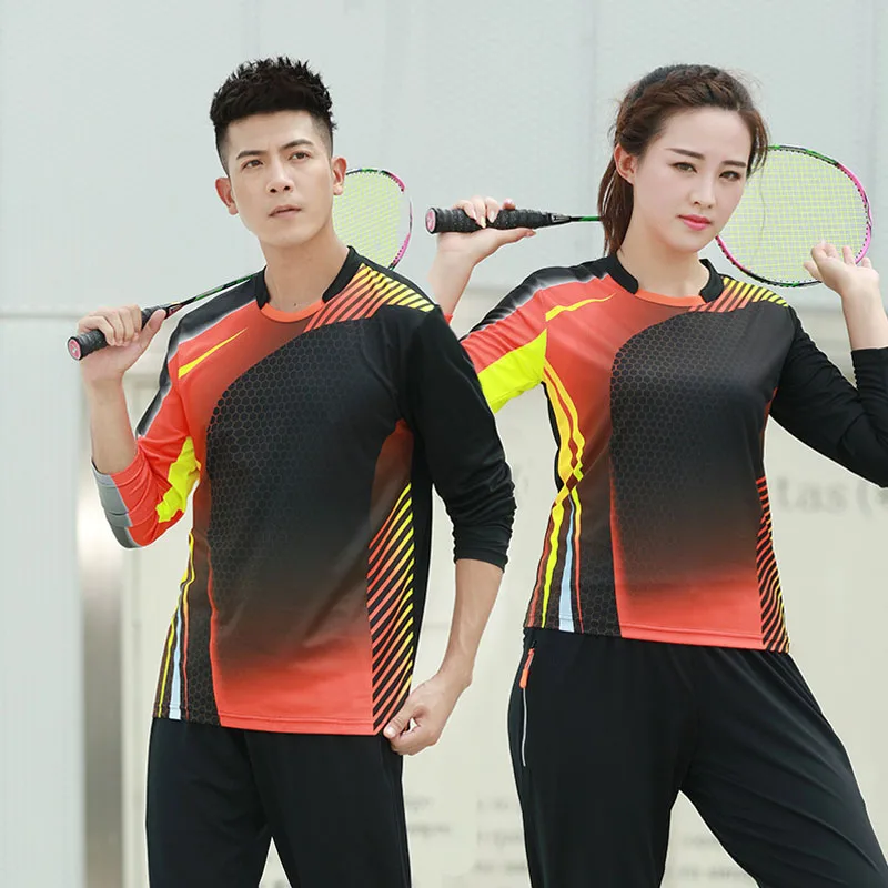 New long-sleeved badminton wear shirt men/women,autumn winter sports clothes quick-dry table tennis shirts,tennis shirts