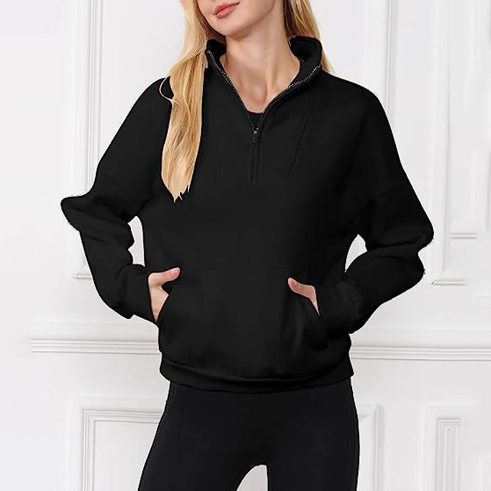 Sudaderas con capucha para mujer, sudaderas de gran tamaño con media cremallera, sudaderas de manga larga, sudaderas con capucha de polar, suéteres, blusas de otoño para adolescentes