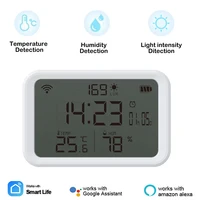 4 in 1 Tuya Smart Wifi Temperature Humidity Illuminance Sensor Remote Monitor Thermometer Hygrometer with APP Alerts Support Ale