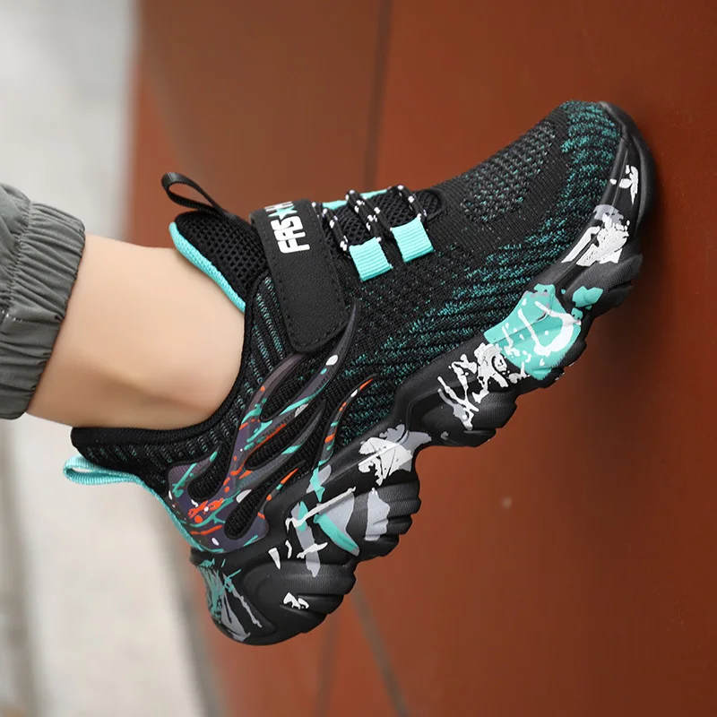 Children Sneaker Boy Shoes Sports Casual Breathable Lightweight Knit Mesh Kids Tennis Shoes Boy Sneaker