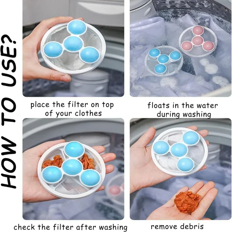 Laundry Hair Catcher Washing Machine Filter Bag Reusable Mesh Laundry Ball Floating Lint Hair Catcher Pet Hair Remove Dirt Collection Cleaning Tools