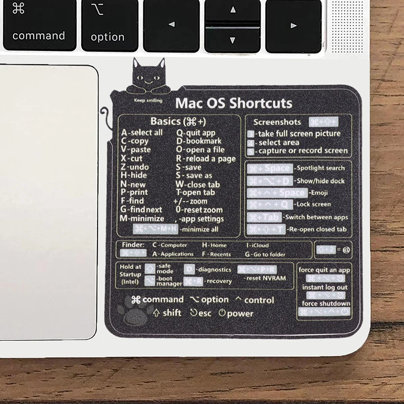 Mac OS Reference Keyboard Computer Shortcut Sticker Adhesive Removable Stickers For Quick Reference Keyboard Guide Black keyboard stickers,shortcut stickers