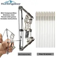 Archery Mini Composite Pulley Bow Stainless Steel Toy Stainless  material Decompression Bow Set Parent-child Interaction 5lbs 1
