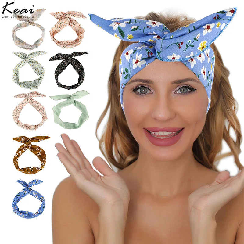 Suede Solid Color Bunny Ear Ribbon kobiet projektant pałąk drukuj gumki do włosów Twist Hairband drut metalowy szalik akcesoria do włosów