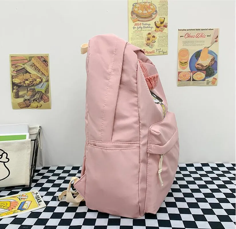 Fashion Shoulder Strap School Bag Student School Bag Children's Girl Sweet And Cute Lightweight solid Color Casual Backpack