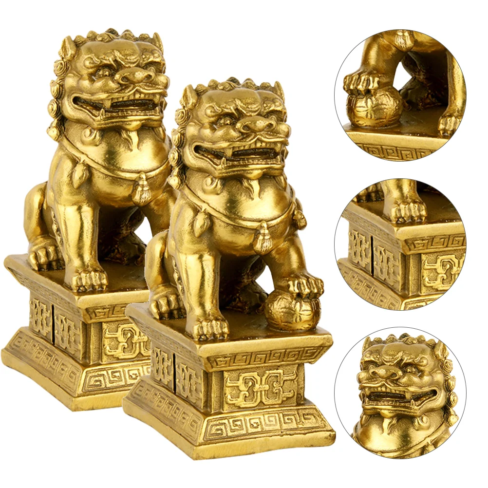 

2pcs Decorative Lion Statue Resin Lion Shape Decors Lion Model Tabletop Lion Adorns