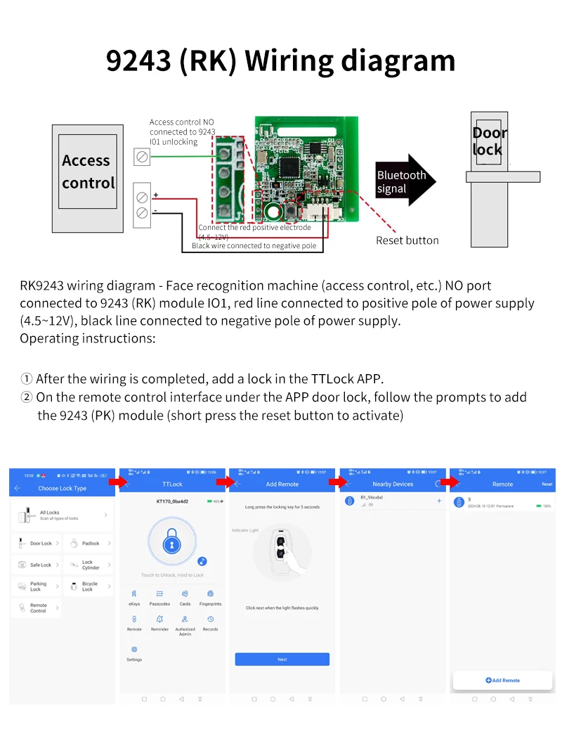 4.5-10V BLE5.0 Smart Switch Electronic Lock Module for TTLOCK APP Work with Gate