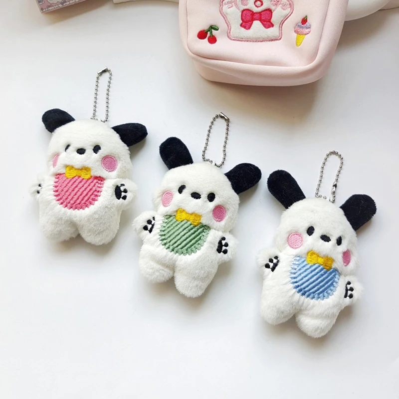 

Sanrioed Kawaii Pochacco Plush Doll Toys Keychain Pendant Bag Decoration Birthday Gift Anime Pendant For Girls Three Colors Bib