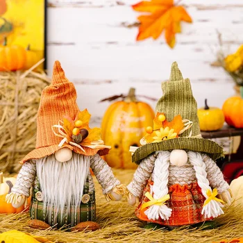 Thanksgiving Gnome Decorations – Fall Harvest Maple Pumpkin Gnomes for Table, Tiered Tray & Home Décor 1