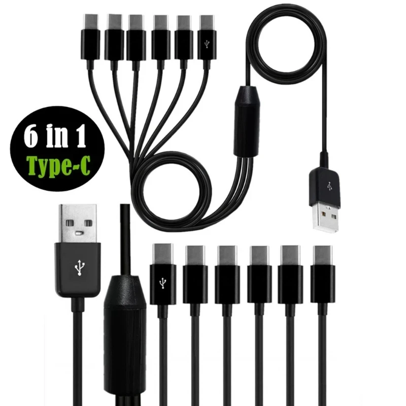 6-in-1 Multi-Device Charging Cable with Micro USB and Type C Connectors