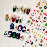 Winter Red Gonk Nail Art Sticker Christmas Series Cartoon Santa Claus Elk Design Adhesive Slider Snowman 2024 Manicure Foil Tips 2