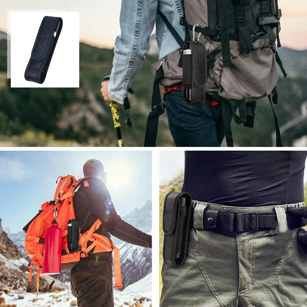Tactical Molle Flashlight Molle Pouch LED Torch Holster Waist Bag Outdoor Camping Hunting Accessories Folding Knife Pack 1 PC