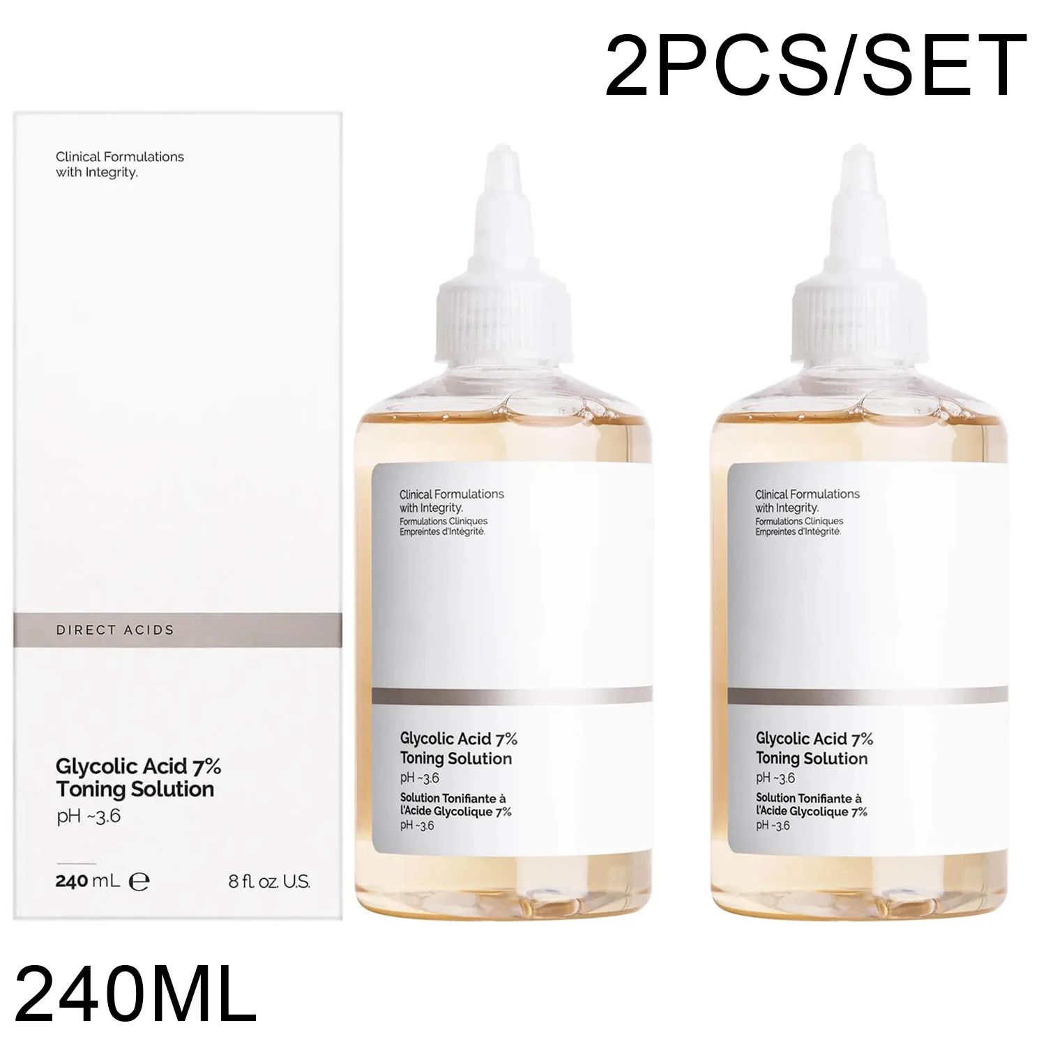 

2PCS Glycolic Acid 7% Toning Solution Gentle Exfoliation Improve Skin Condition Brighten Skin Tone Products Oil Original 240ml