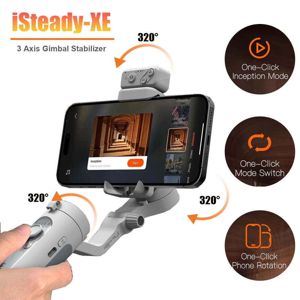 

iSteady XE Kit Three Axis Phone Stabilizer with Adjustable Fill Light, Anti-Shake Handheld Gimbal Stabilizer for Xiaomi iPhone