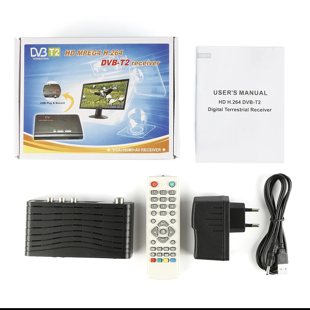 Cyfrowy odbiornik satelitarny kompatybilny z HDMI dvb-t2 TV, pudełko VGA/AV Tuner konwerter Combo