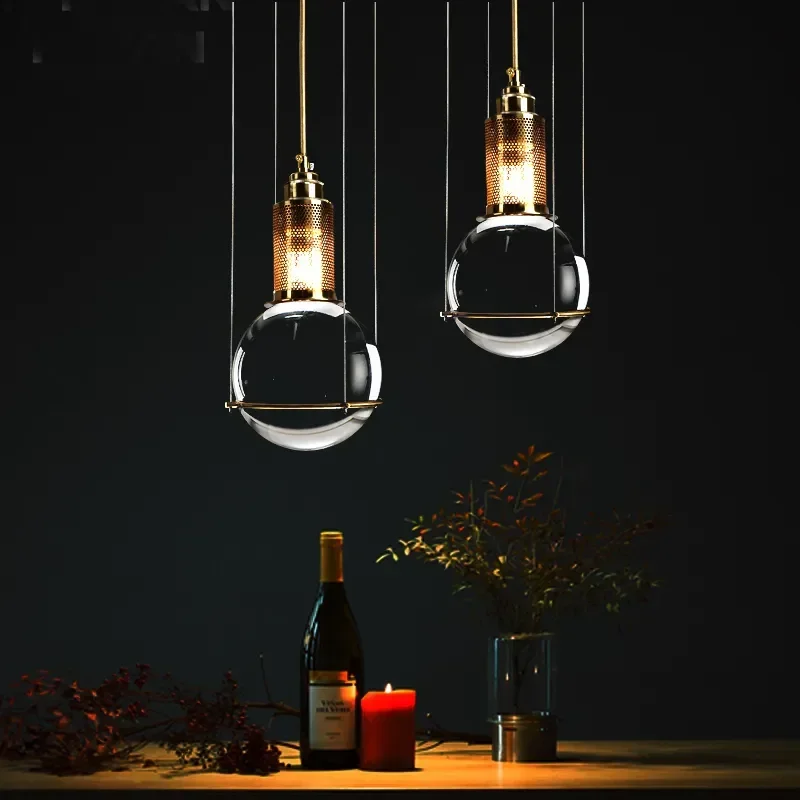 

Single Head Postmodern Crystal Ball E27 Led Pendant Lights American Led Pendant Lamp Indoor Lighting Lamparas Fixtures Led Lamp