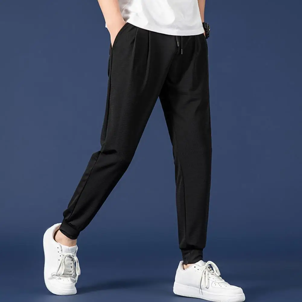 

Soft Touch Men Pants Men's Breathable Mesh Sweatpants with Elastic Drawstring Waist Pockets Lightweight Fitness for Streetwear