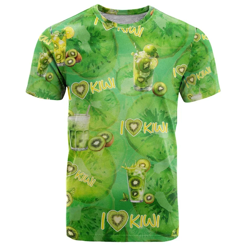 

New Hip Hop Fruit 3D Printed Summer Men's T-shirt Fun Kiwi Strawberry Fashion Trend Short Sleeve Shirt Street O Neck Loose Tops
