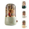 Multifunctional 360° Rotating Makeup Brushes Holder Portable Desktop Cosmetic Organizer For Makeup Artist-Dark Green Durable 3