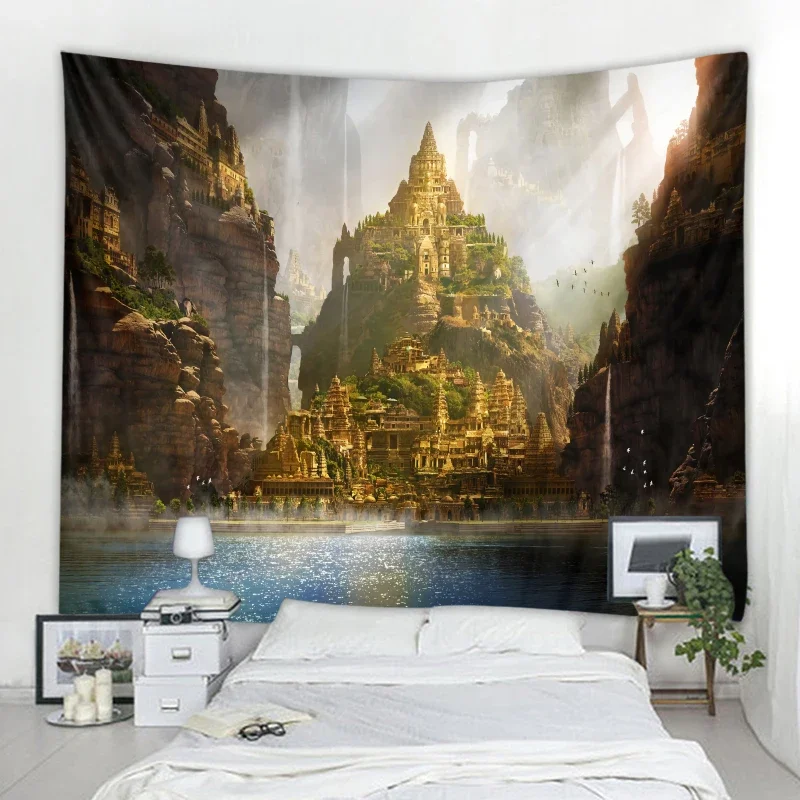 3D Fantasy Castle Background Decoration Tapestry