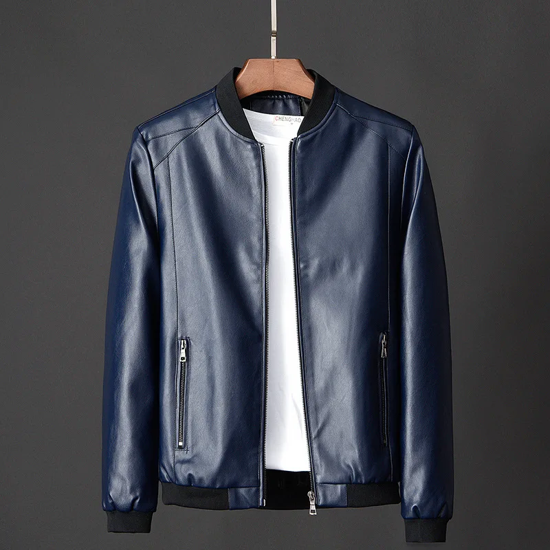 Autumn Winter Fashion Business Faux Leather Jacket Men All Match Male Clothes Casual Outerwear Long Sleeve Chic Cardigan Jacket