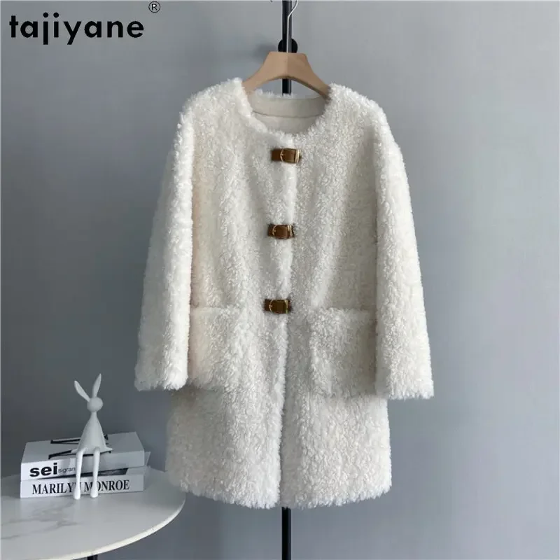 

Tajiyane 100% Sheep Shearing Jacket Casual 2023 Winter Mid-length Wool Coat Loose Fur Coats Women Jackets Korean Abrigos Mujer