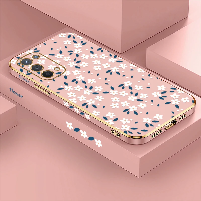 Elegant Floral Shockproof Silicone Phone Case with Plating Finish