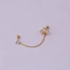Boucles d'oreilles tendance en acier inoxydable pour femmes, 1 pièce, chaîne à Double perçage, fleur coréenne, Zircon, clous de perçage, bijoux à la mode