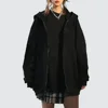 Warm Lightweight Coat Hooded Drawstring Jacket Coat for Men Women with Zipper Placket Pockets Loose Fit Sweatshirt Outwear Long 2