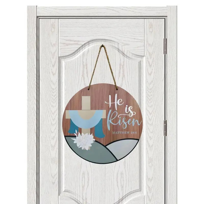 

Деревянная дверная подвеска He Is поднятый, религиозная Пасхальная дверная вешалка, знак, дверная подвеска, пасхальный религиозный декор, деревенский стиль