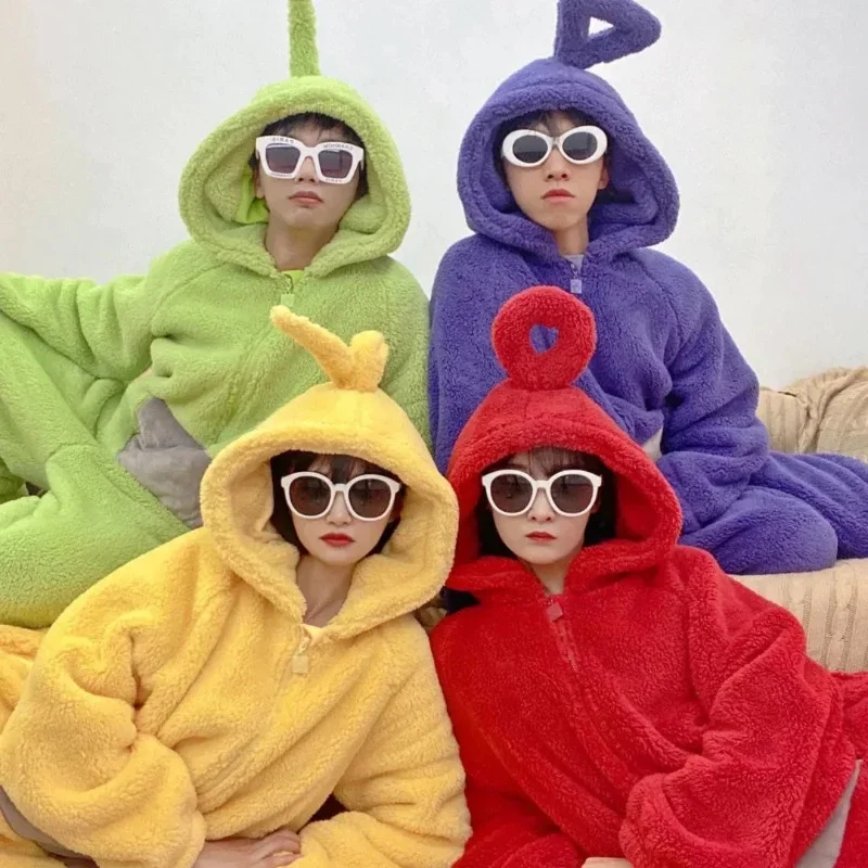 Antenna Baby Conjoined Couple Pajamas Coral Velvet Autumn And Winter Thick For Men and Women,Comfortable Cotton Velvet