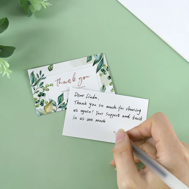 Leaf White Green Eucalyptus Wedding Engagement Banquet Thank You Card Meal Plate Card Process Reminder cards 50pcs greeting cards thank you cards