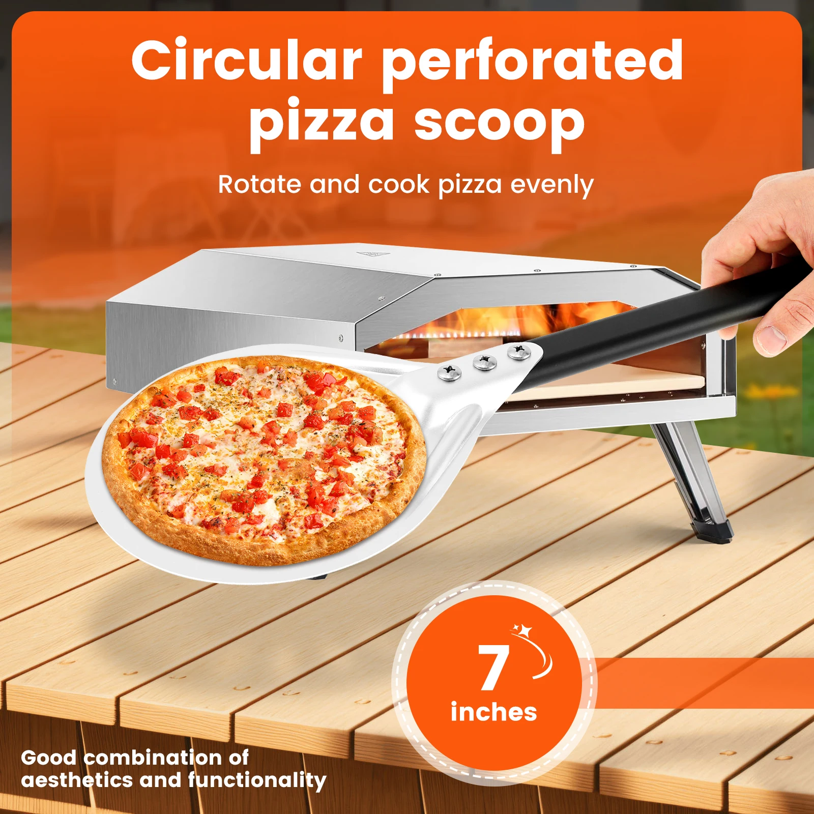 Pizza Turning Peel 7/8 Inch Aluminum Pizza Paddle with Detachable Handle Spatula Professional Peel for Baking