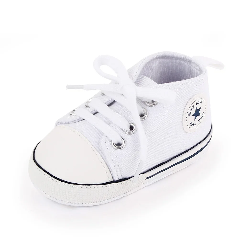 Baby Canvas Classic Sneakers - Star Print First Walkers with Anti-Slip Soles
