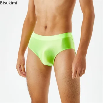 Slip da uomo sexy Mutandine lucide a olio Cavallo senza cuciture lucido setoso Mutande a vita bassa elastiche alte Slip bikini unisex ad asciugatura rapida