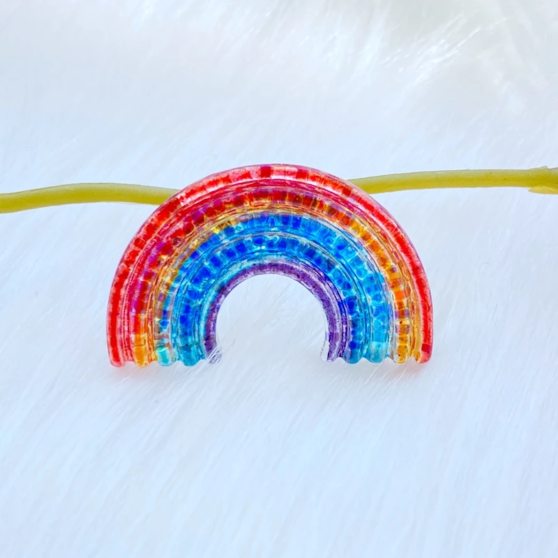 10Pcs New Cute Resin Mini Shining Rainbow Flat Back Cabochon Scrapbooking Hair Bow Center Embellishments DIY Accessories