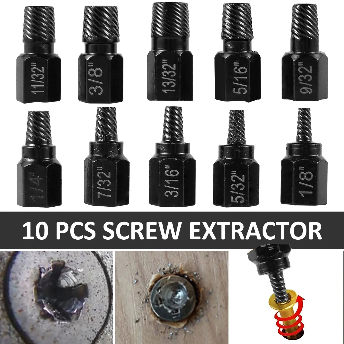 14pcs Damaged Screw Extractor Drill Bit Set Broken Nut Extractor Bolt  Remover Extractor Car Tools Kit 6.35mm -19mm in Tool Box - AliExpress