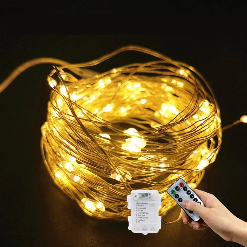 

Christmas Decor Remote Control LED Holiday String Light Fairy Light for Garland Wedding Party AA Battery Power Copper Wire Lamp
